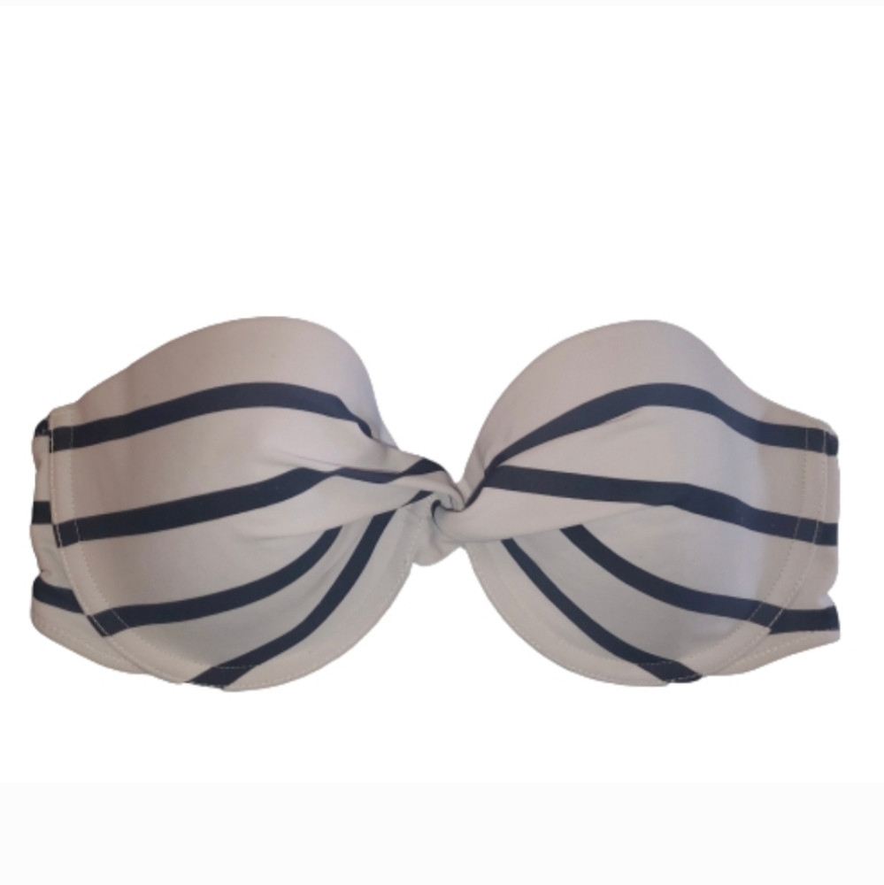 A&F Striped Twist Knot Bikini Top Blue White 34D - Picture 2 of 6
